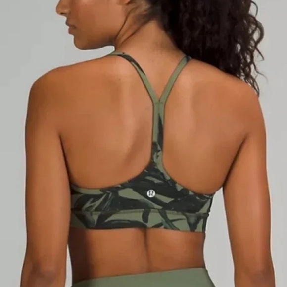 EUC Lululemon Flow Y Nulu Bra in Botanical Bloom Green Twill Multi Size 6 - Picture 13 of 14